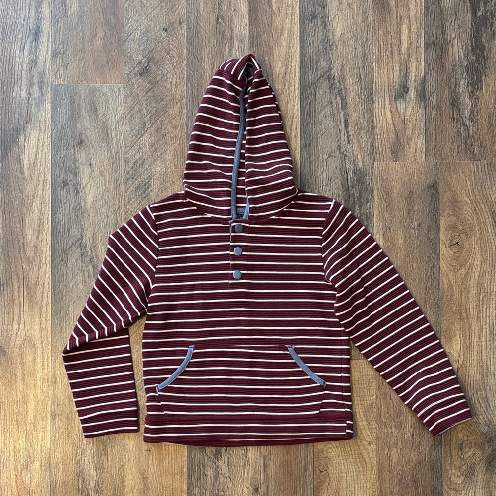 Picapino Burgundy white stripes Hooded Long sleeve Sweater